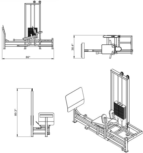 French Fitness Napa Selectorized Horizontal Leg Press (New)