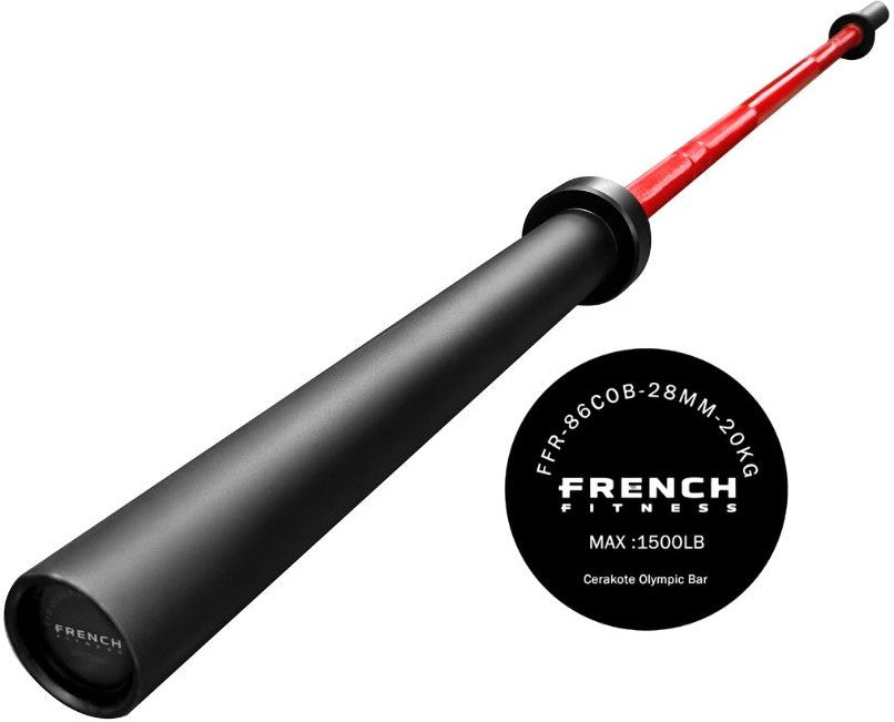 French Fitness Red 7" (86") 45 lb Cerakote Olympic Bar - 1500 lb (New)