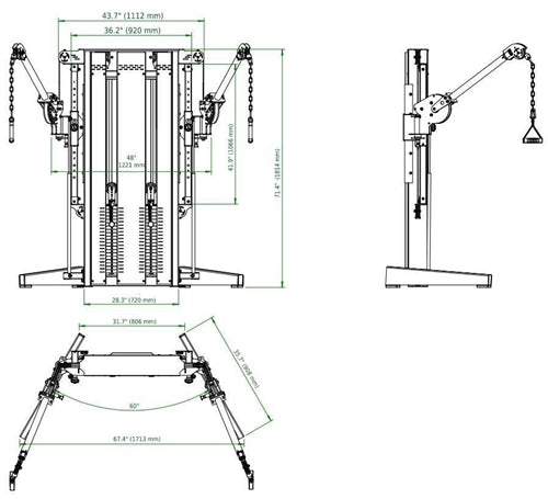 French Fitness Venice Dual Cable Crossover Functional Trainer (New)