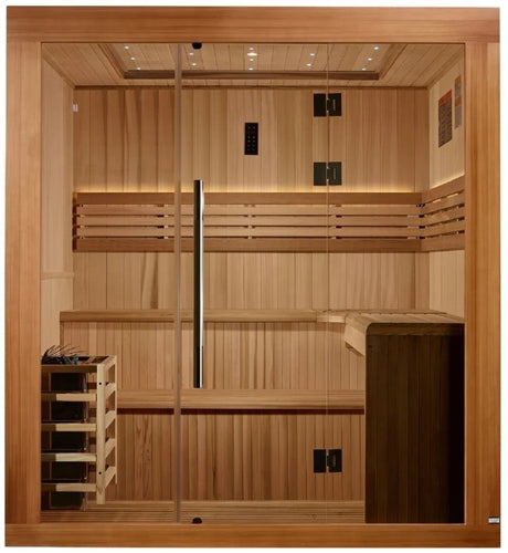 GoldenDesigns GDI-7689-02 Osla Edition 6 Person Traditional Sauna - Canadian Red Cedar Interior and Pacific Premium Clear Cedar Exterior (New)