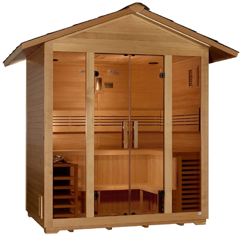 Golden Designs GDI-8105-01 Vorarlberg 5 Person Traditional Outdoor Sauna - Canadian Hemlock | Image