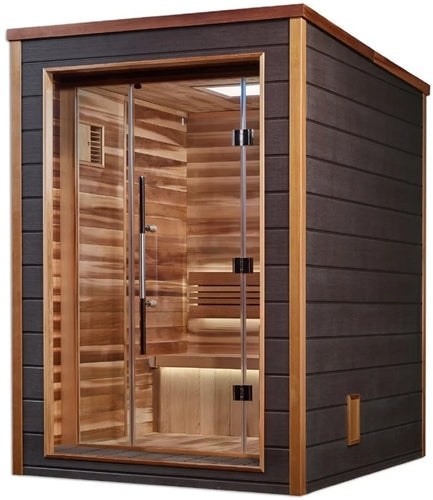 Golden Designs Narvik 2 Person Outdoor-Indoor Traditional Sauna (GDI-8202-01) - Canadian Red Cedar Interior (New)