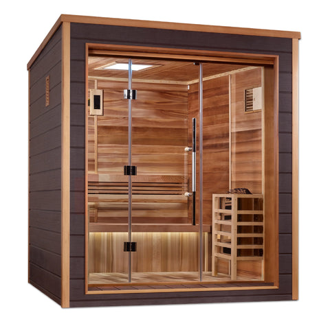 Golden Designs GDI-8203-01 Drammen 3 Person Outdoor-Indoor Traditional Sauna - Canadian Red Cedar Interior (New)