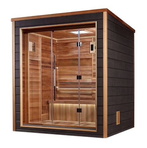Golden Designs GDI-8203-01 Drammen 3 Person Outdoor-Indoor Traditional Sauna - Canadian Red Cedar Interior (New)