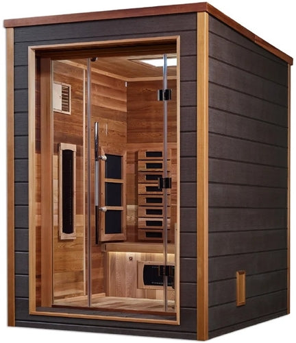 Golden Designs GDI-8222-01 Nora 2 Person Outdoor-Indoor PureTech Hybrid Full Spectrum Sauna - Canadian Red Cedar Interior (New)