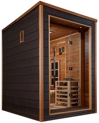 Golden Designs GDI-8222-01 Nora 2 Person Outdoor-Indoor PureTech Hybrid Full Spectrum Sauna - Canadian Red Cedar Interior (New)