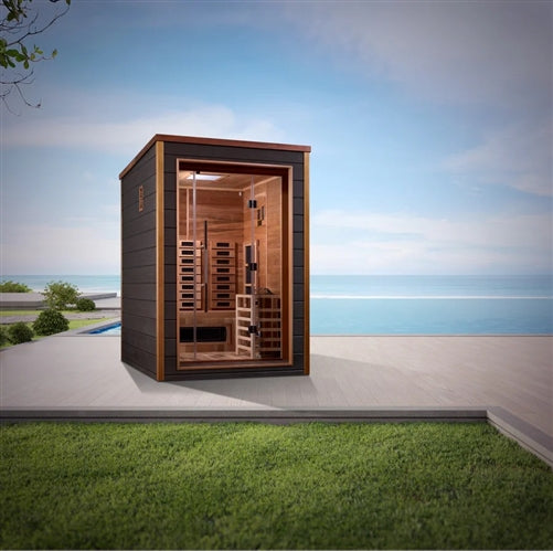 Golden Designs GDI-8222-01 Nora 2 Person Outdoor-Indoor PureTech Hybrid Full Spectrum Sauna - Canadian Red Cedar Interior (New)