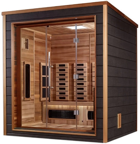 Golden Designs GDI-8223-01 Visby 3 Person Outdoor-Indoor PureTech Hybrid Full Spectrum Sauna - Canadian Red Cedar Interior (New)