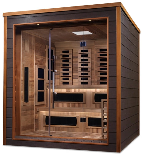Golden Designs GDI-8226-01 Karlstad 6 Person Outdoor-Indoor PureTech Hybrid Full Spectrum Sauna - Canadian Red Cedar Interior (New)