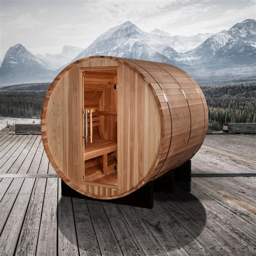 Golden Designs GDI-B004-01 Arosa 4 Person Barrel Traditional Sauna - Pacific Cedar (New)