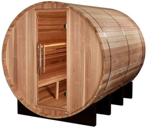 Golden Designs GDI-B006-01 Klosters 6 Person Barrel Traditional Sauna - Pacific Cedar | Image