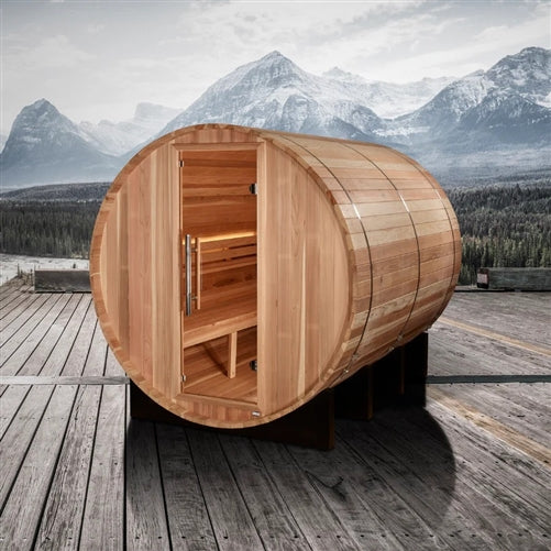 Golden Designs GDI-B006-01 Klosters 6 Person Barrel Traditional Sauna - Pacific Cedar (New)