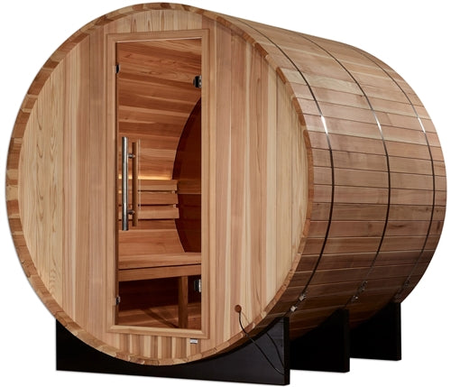 Golden Designs GDI-B024-01 Zurich 4 Person Barrel with Bronze Privacy View - Traditional Sauna - Pacific Cedar | Image