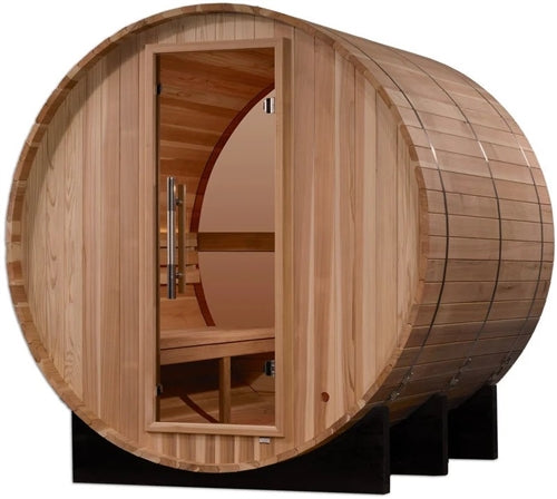 Golden Designs GDI-B024-01 Zurich 4 Person Barrel with Bronze Privacy View - Traditional Sauna - Pacific Cedar (New)