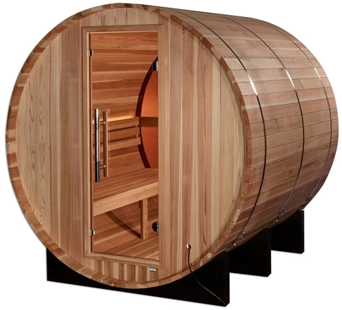 Golden Designs GDI-B024-01 Zurich 4 Person Barrel with Bronze Privacy View - Traditional Sauna - Pacific Cedar (New)