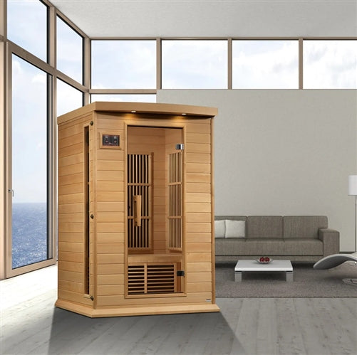 GoldenDesigns MX-K206-01-ZF Hemlock Maxxus 2 Person Near Zero EMF FAR Infrared Sauna (New)