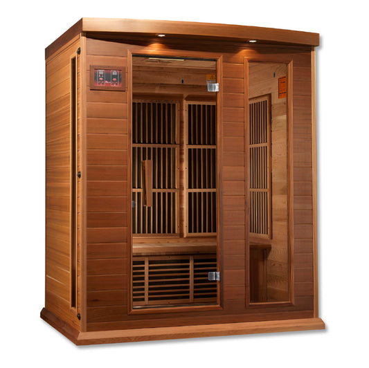 GoldenDesigns MX-K306-01-ZF CED Canadian Red Cedar Maxxus 3 Person Near Zero EMF FAR Infrared Sauna (New)