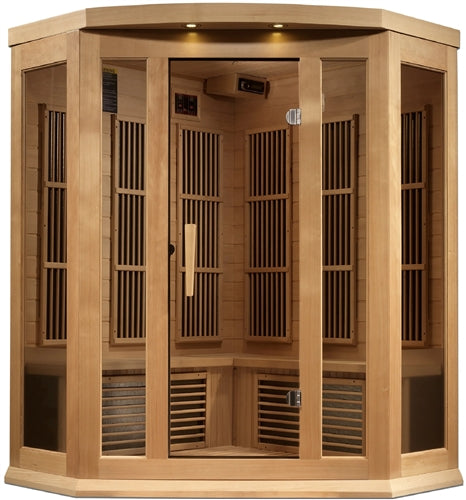 GoldenDesigns MX-K356-01-ZF Hemlock Maxxus 3 Person Corner Near Zero EMF FAR Infrared Sauna (New)