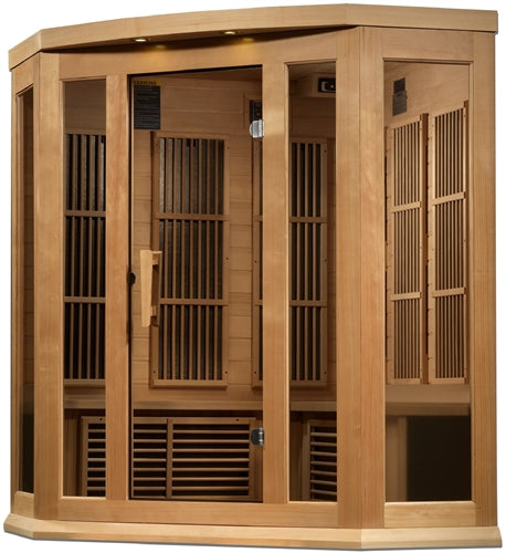 GoldenDesigns MX-K356-01-ZF Hemlock Maxxus 3 Person Corner Near Zero EMF FAR Infrared Sauna (New)