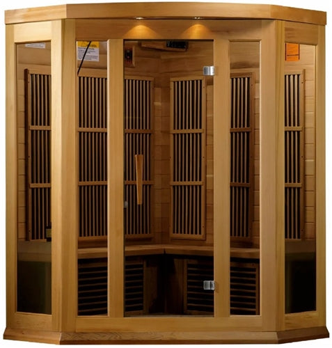 GoldenDesigns MX-K356-01-ZF CED Canadian Red Cedar Maxxus 3 Person Corner Near Zero EMF FAR Infrared Sauna (New)