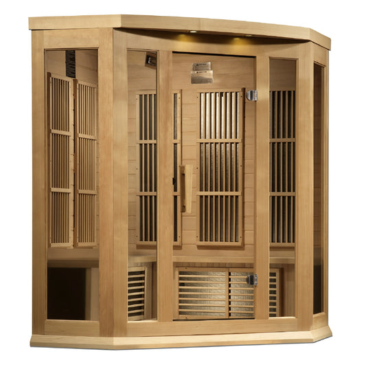 GoldenDesigns MX-K356-01-ZF Hemlock Maxxus 3 Person Corner Near Zero EMF FAR Infrared Sauna (New)