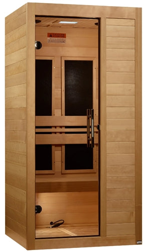 GoldenDesigns S-Line MX-S106-01 Maxxus Low EMF FAR Infrared Sauna Canadian Hemlock | Image