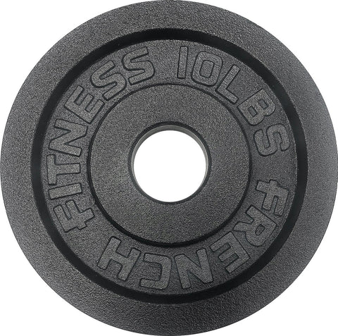 French Fitness Cast Iron Olympic Weight Plate V1 Set w/7 ft Olympic Bar 395 lbs (New)