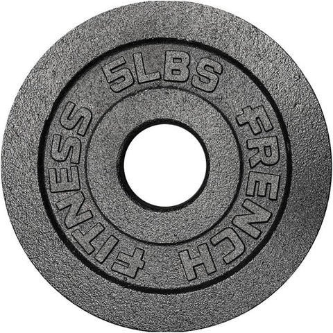 French Fitness Cast Iron Olympic Weight Plate V1 Set w/7 ft Olympic Bar 305 lbs (New)
