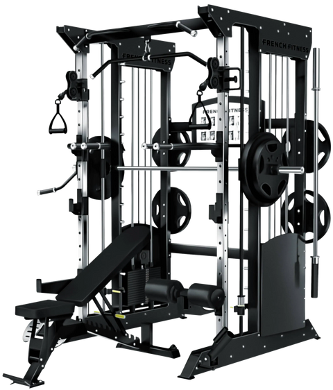 French Fitness FSR70 Dual Cable Smith & Half Rack System (New)