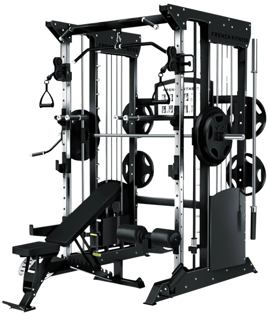 French Fitness FSR70 Dual Cable Smith & Half Rack System (New)