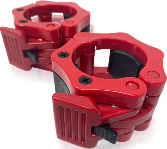 French Fitness Red ABS Olympic Jaw Lock Collars / Clamps (Pair) (New)