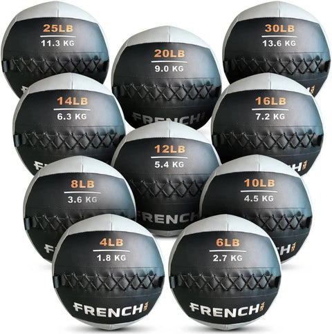 French Fitness Soft Medicine Wall Ball Set of 10 (4 to 30 lbs) (New)