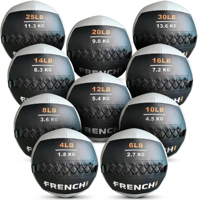 French Fitness Soft Medicine Wall Ball Set of 10 (4 to 30 lbs) (New)