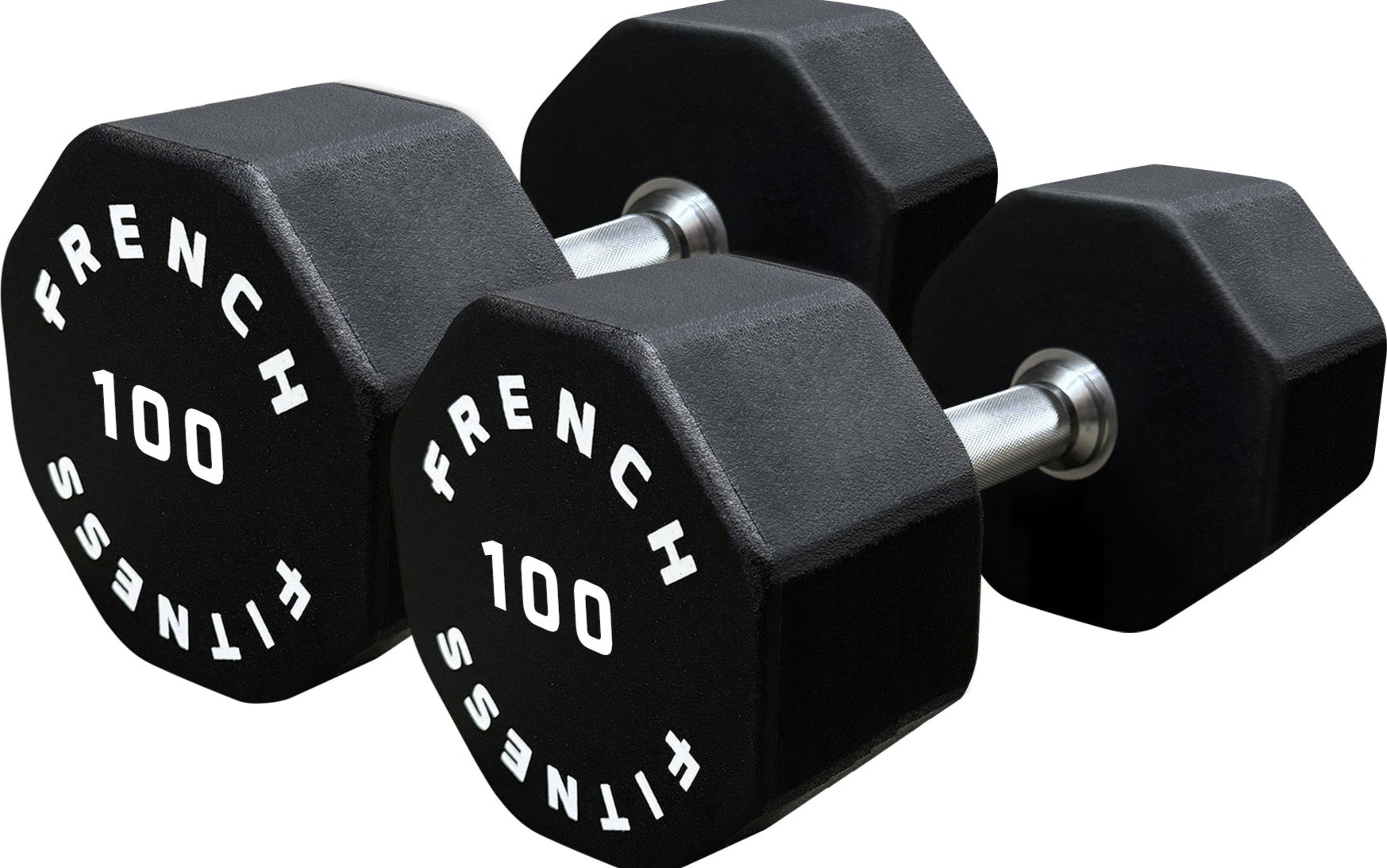 French Fitness Urethane 8 Sided Hex Dumbbell 100 lbs - Single (New)