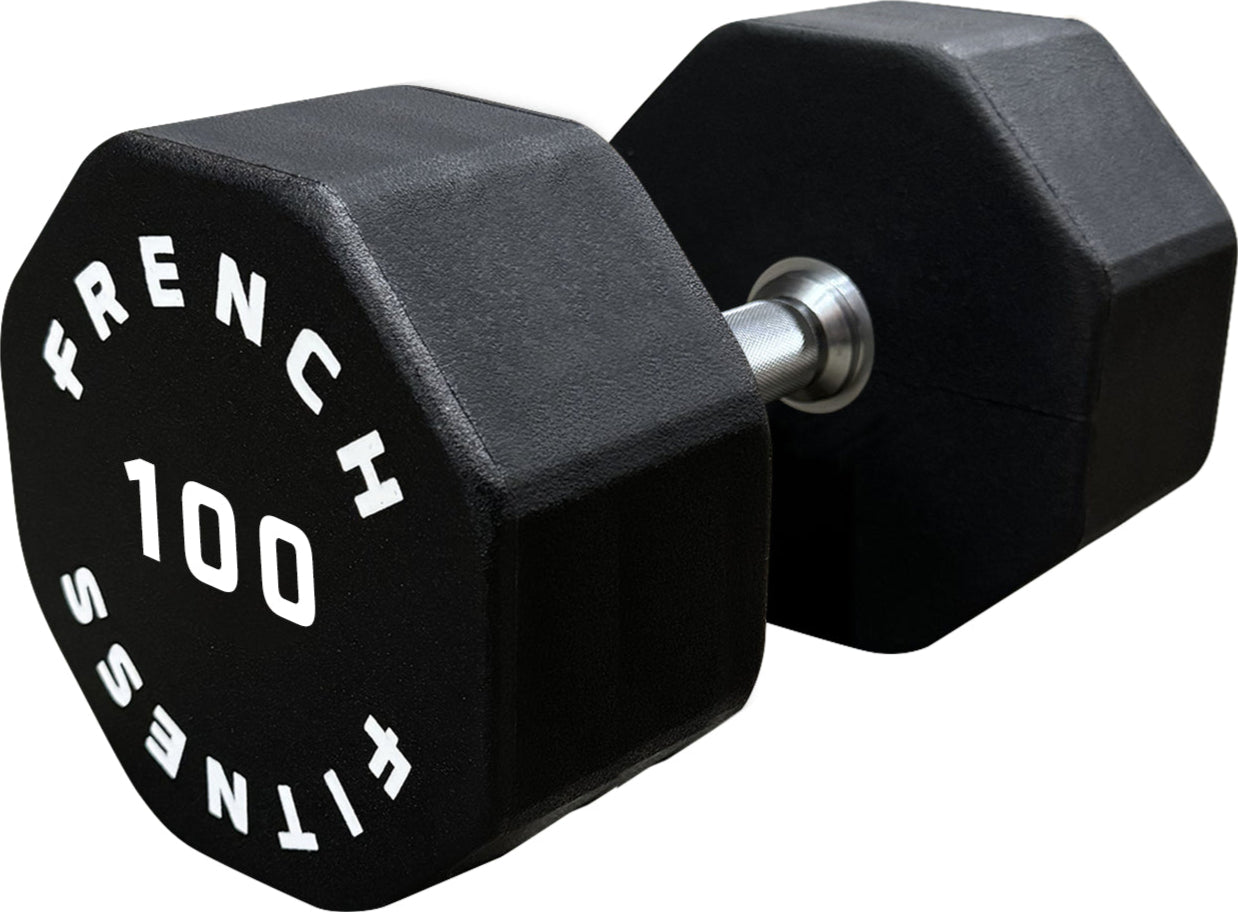 French Fitness Urethane 8 Sided Hex Dumbbell 100 lbs - Single (New)