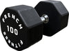 French Fitness Urethane 8 Sided Hex Dumbbell 100 lbs - Single (New)