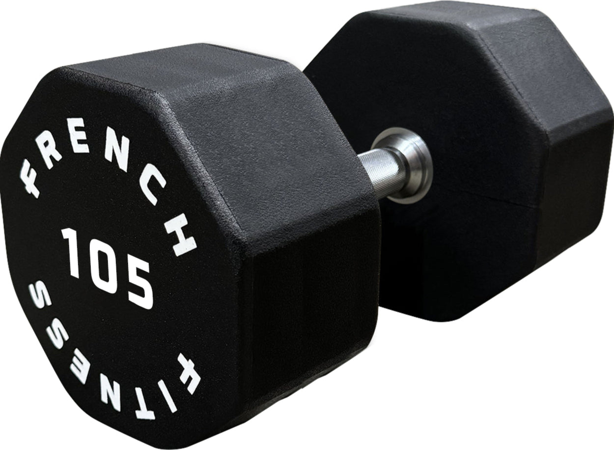 French Fitness Urethane 8 Sided Hex Dumbbell 105 lbs - Single (New)