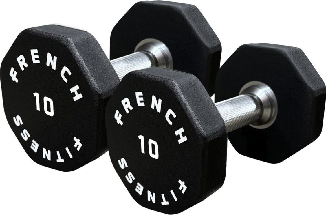 French Fitness Urethane 8 Sided Hex Dumbbell Set, 5-50 lbs (New)