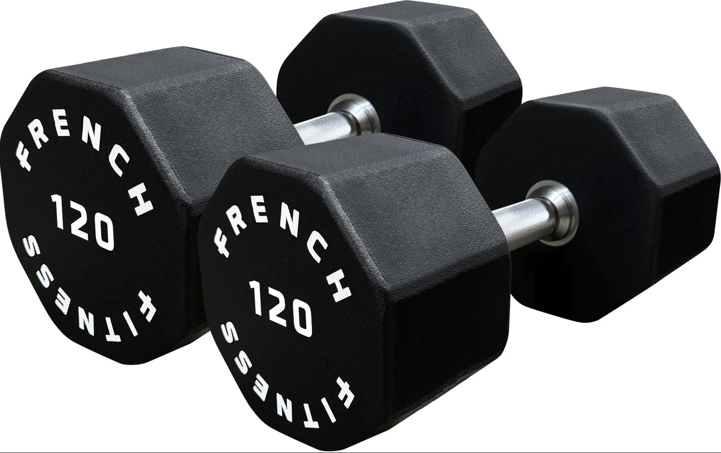 French Fitness Urethane 8 Sided Hex Dumbbell 120 lbs - Single (New)