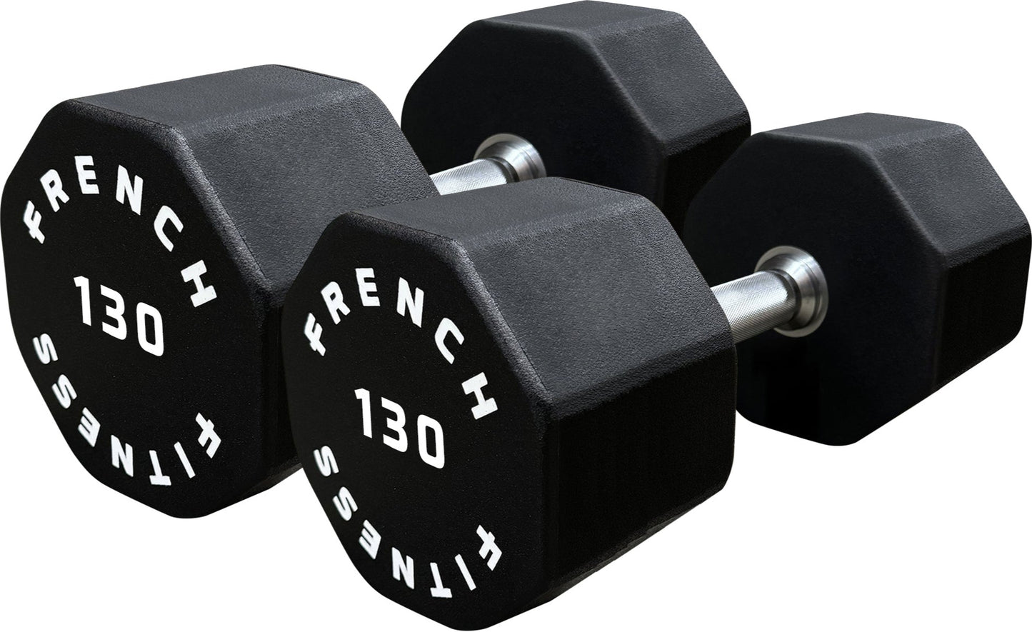 French Fitness Urethane 8 Sided Hex Dumbbell 130 lbs - Single (New)