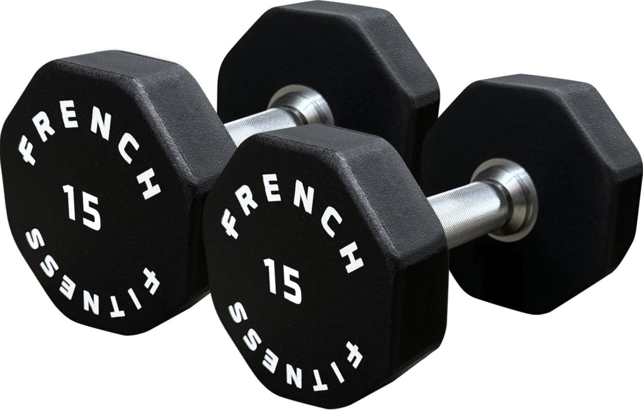 French Fitness Urethane 8 Sided Hex Dumbbell Set, 5-100 lbs (New)