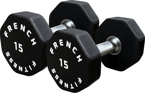 French Fitness Urethane 8 Sided Hex Dumbbell Set, 5-100 lbs (New)