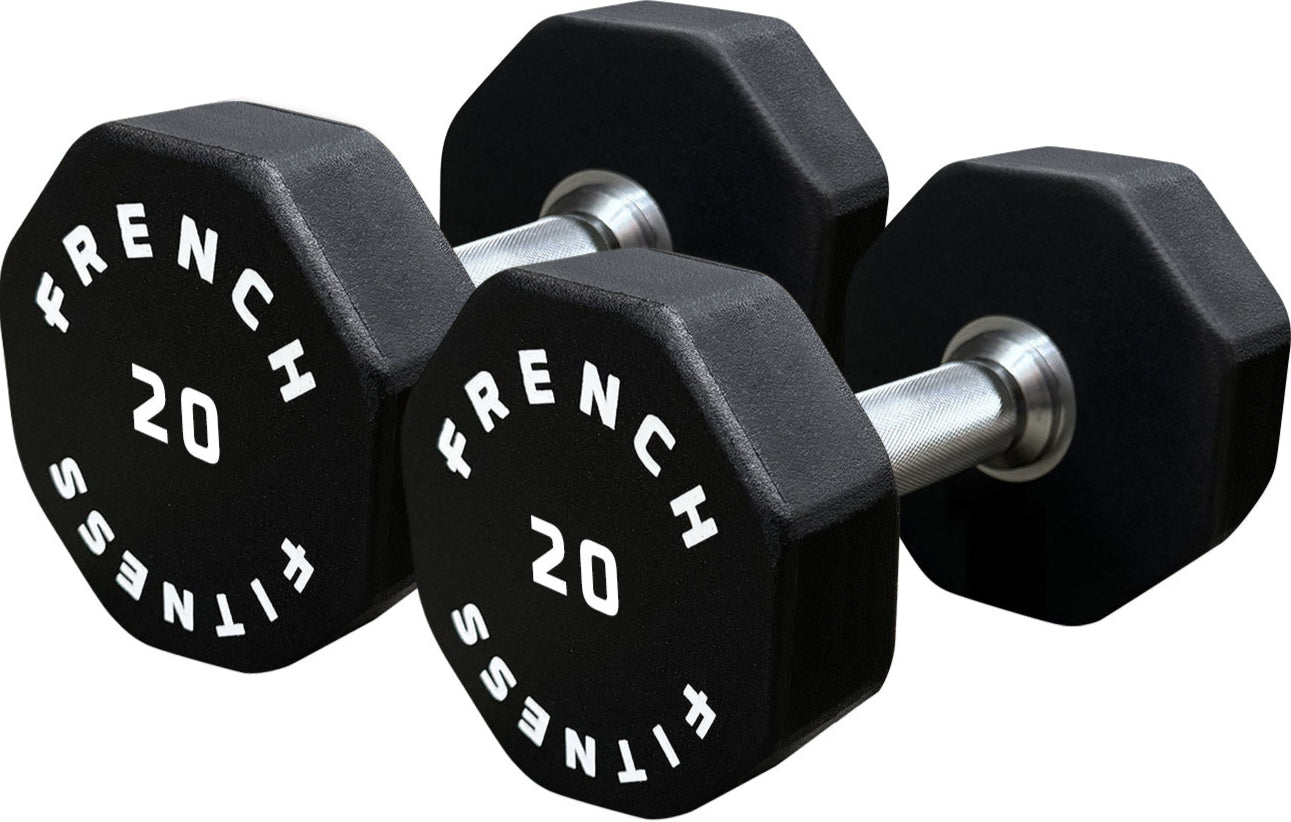 French Fitness Urethane 8 Sided Hex Dumbbell Set, 5-100 lbs (New)
