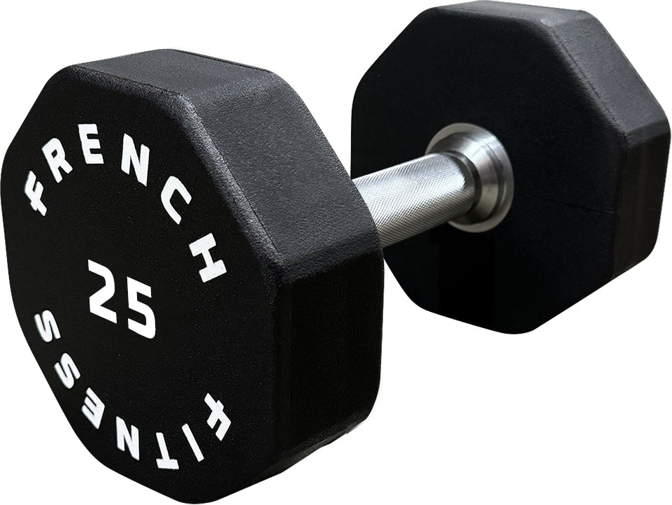 French Fitness Urethane 8 Sided Hex Dumbbell 25 lbs - Single (New)