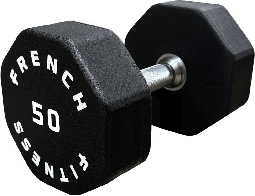 French Fitness Urethane 8 Sided Hex Dumbbell 50 lbs - Single (New)