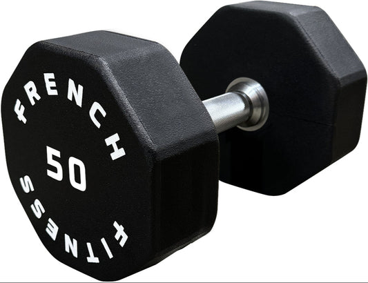French Fitness Urethane 8 Sided Hex Dumbbell 50 lbs - Single (New)