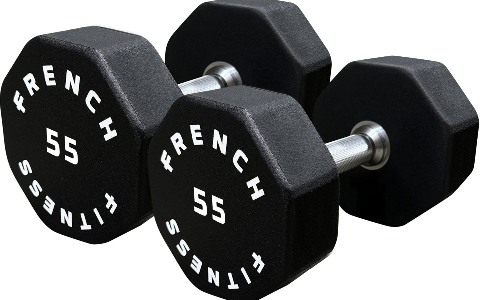 French Fitness Urethane 8 Sided Hex Dumbbell 55 lbs - Single (New)