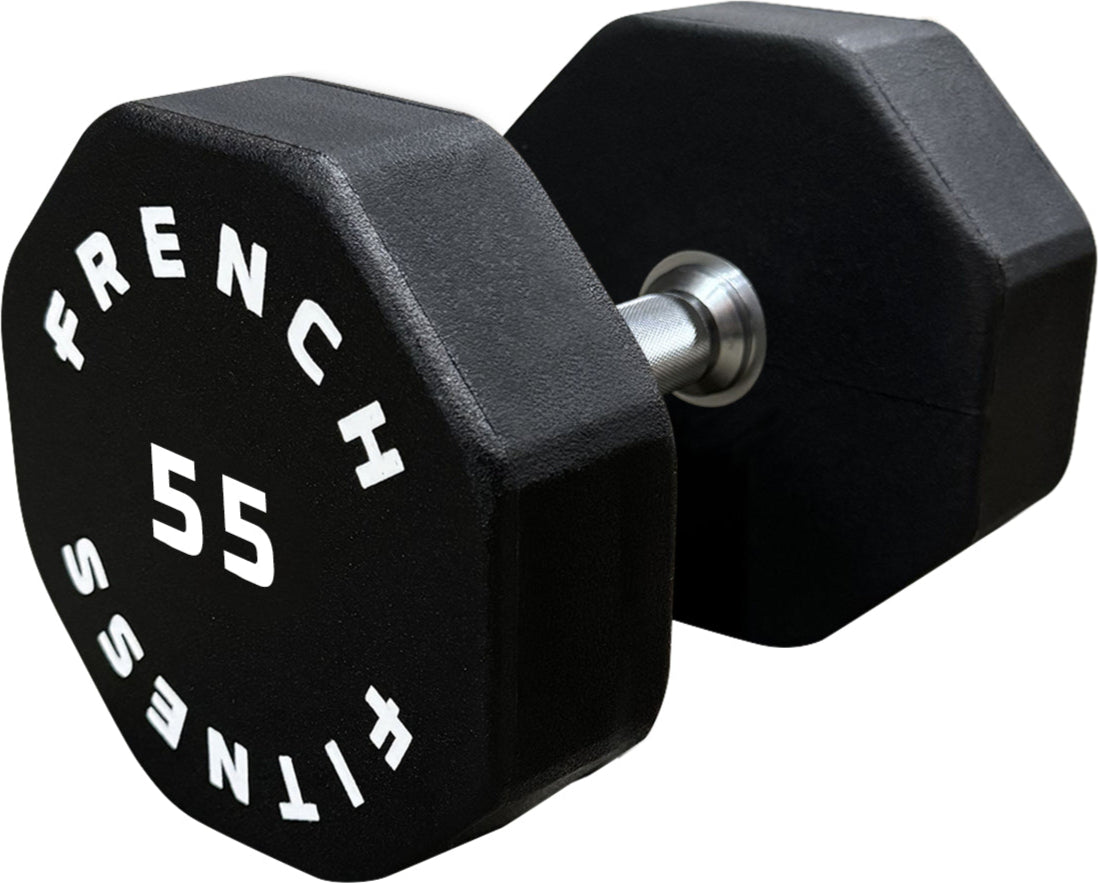 French Fitness Urethane 8 Sided Hex Dumbbell 55 lbs - Single (New)