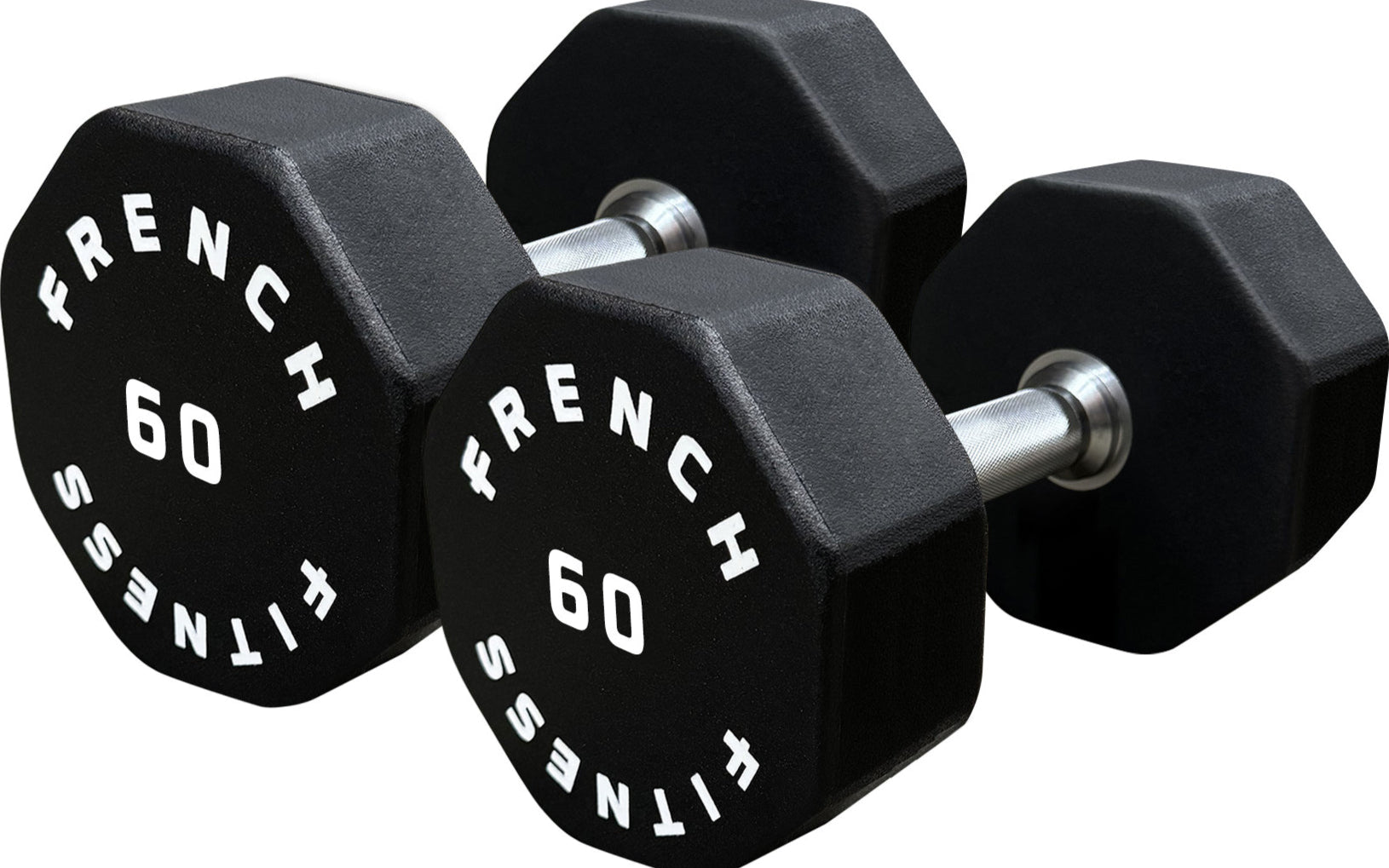 French Fitness Urethane 8 Sided Hex Dumbbell 60 lbs - Single (New)