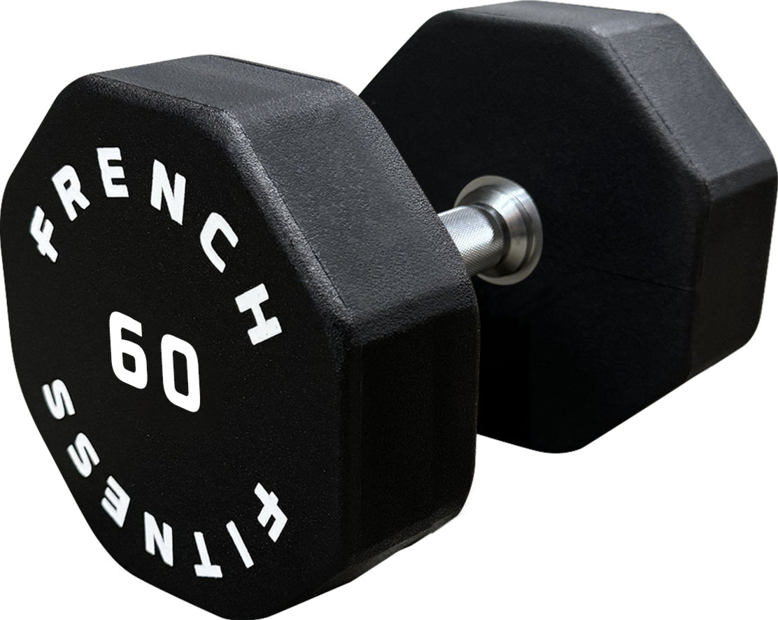 French Fitness Urethane 8 Sided Hex Dumbbell 60 lbs - Single (New)
